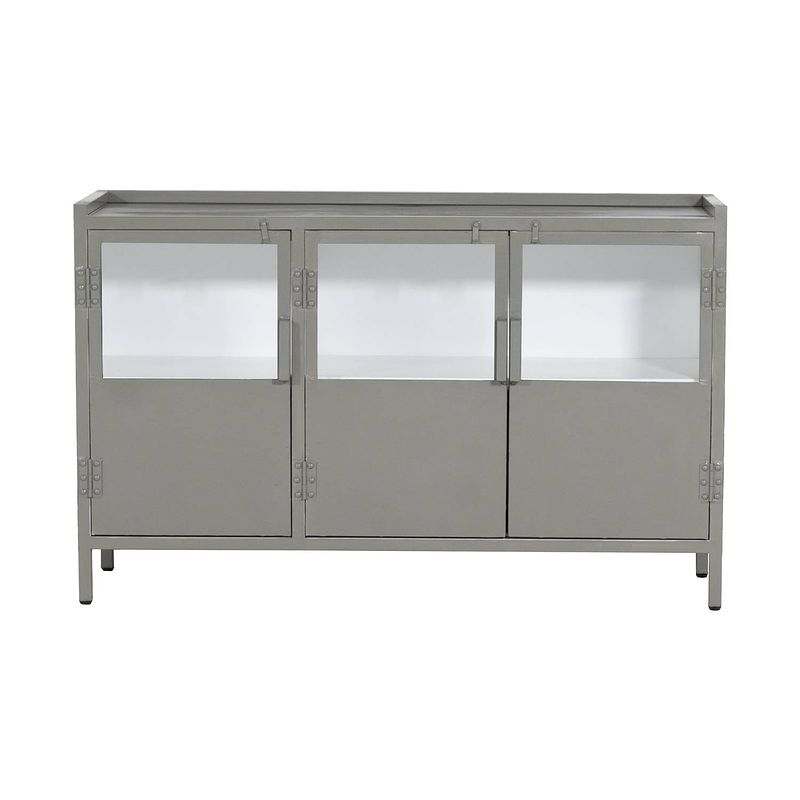 Foto van Giga meubel dressoir stone/wit - 130x43x80cm - metaal - industrieel dressoir