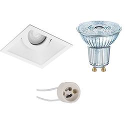 Foto van Led spot set - osram parathom par16 927 36d - pragmi zano pro - gu10 fitting - dimbaar - inbouw vierkant - mat wit -