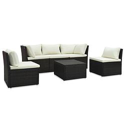 Foto van Vidaxl 4-delige loungeset met kussens poly rattan bruin