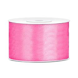 Foto van 1x hobby/decoratie roze satijnen sierlinten 3,8 cm/38 mm x 25 meter - cadeaulinten