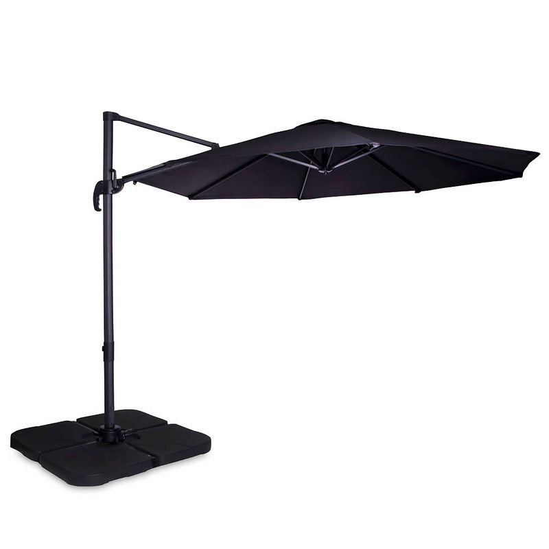 Foto van Vonroc premium zweefparasol bardolino ø300cm - antraciet/zwart - incl. vulbare parasoltegels