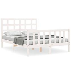 Foto van The living store bedframe grenenhouten - 195.5 x 145.5 x 100 cm - wit