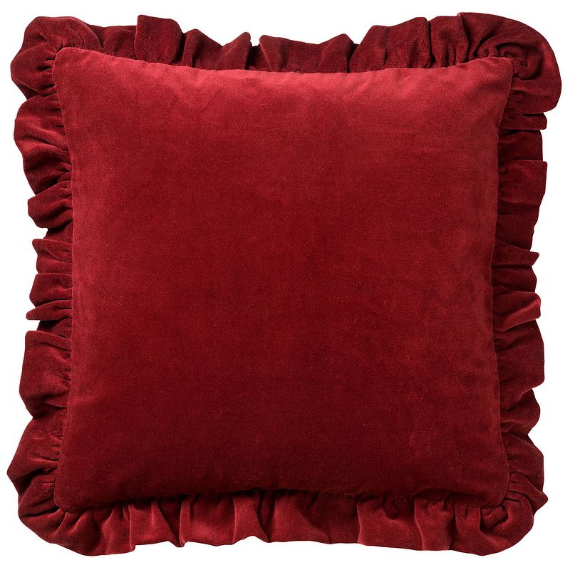 Foto van Dutch decor yara - kussenhoes velvet merlot 45x45 cm - rood - rood