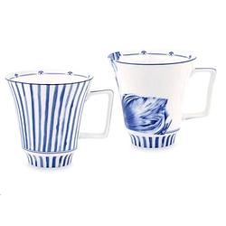 Foto van Heinen delfts blauw sharing moments - mok - tulip stripes - set van 2