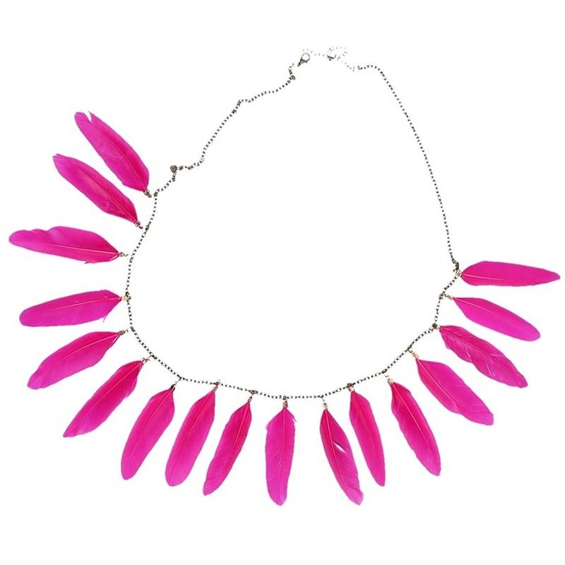 Foto van Ketting met roze veren - verkleedketting