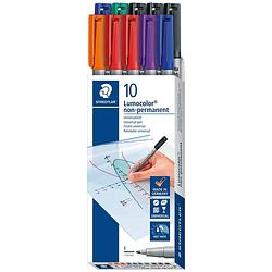 Foto van Staedtler foliestift lumocolor® non-permanent pen 316 316 b10 rood, blauw, groen, zwart, oranje, lila