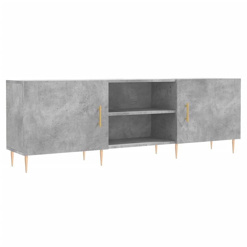 Foto van The living store tv-meubel betongrijs 150x30x50 cm - bewerkt hout en ijzer