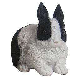 Foto van Esschert design tuinbeeld konijn 14,3 cm polyresin zwart/wit