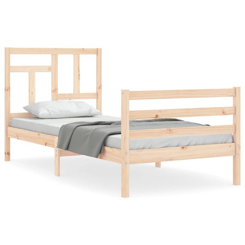 Foto van The living store bedframe massief grenen - 205.5 x 105.5 x 100 cm - multiplex lattenbodem