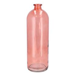 Foto van Dk design bloemenvaas fles model - helder gekleurd glas - koraal roze - d14 x h41 cm - vazen