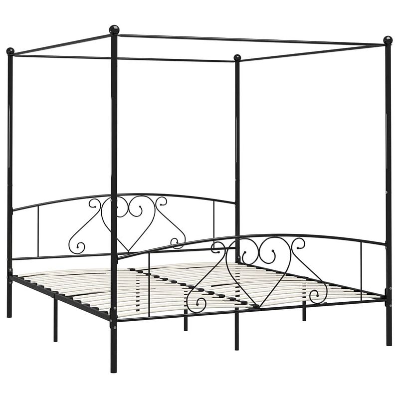 Foto van The living store hemelbedframe - zwart metaal - 209 x 187.5 x 198 cm - geschikt voor 180 x 200 cm matras