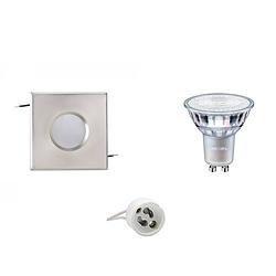 Foto van Led spot set - aigi - gu10 fitting - waterdicht ip65 - inbouw vierkant - mat chroom - 82mm - philips - master 927 36d