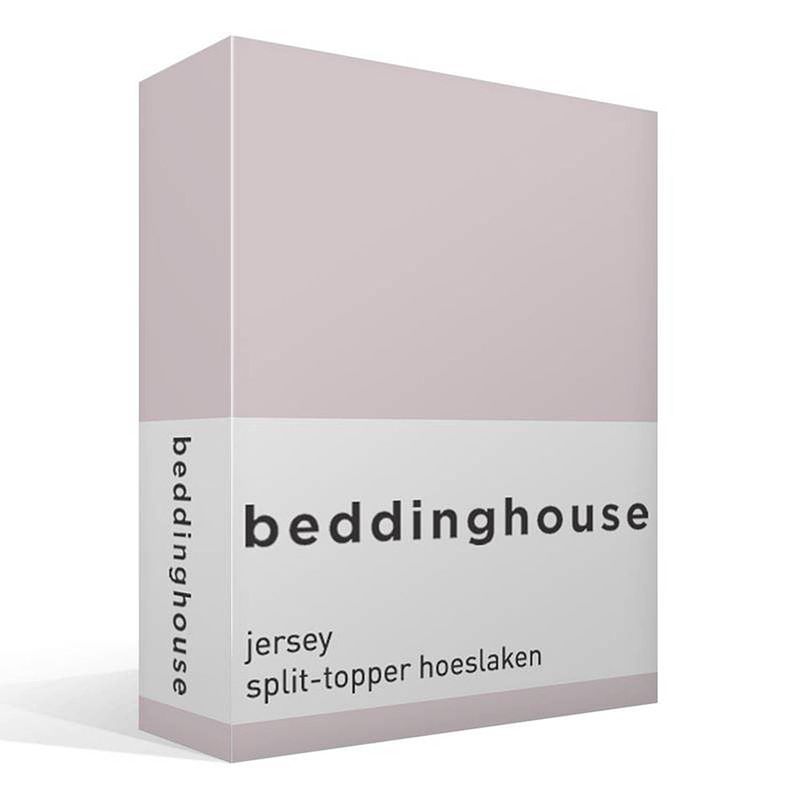 Foto van Beddinghouse jersey split-topper hoeslaken - 100% gebreide jersey katoen - 2-persoons (140x200/220 cm) - soft pink