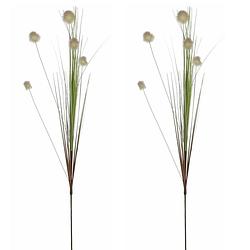 Foto van 2x stuks mica decorations - rietgras kunstplant losse steel - groen - 84cm - kunstplanten