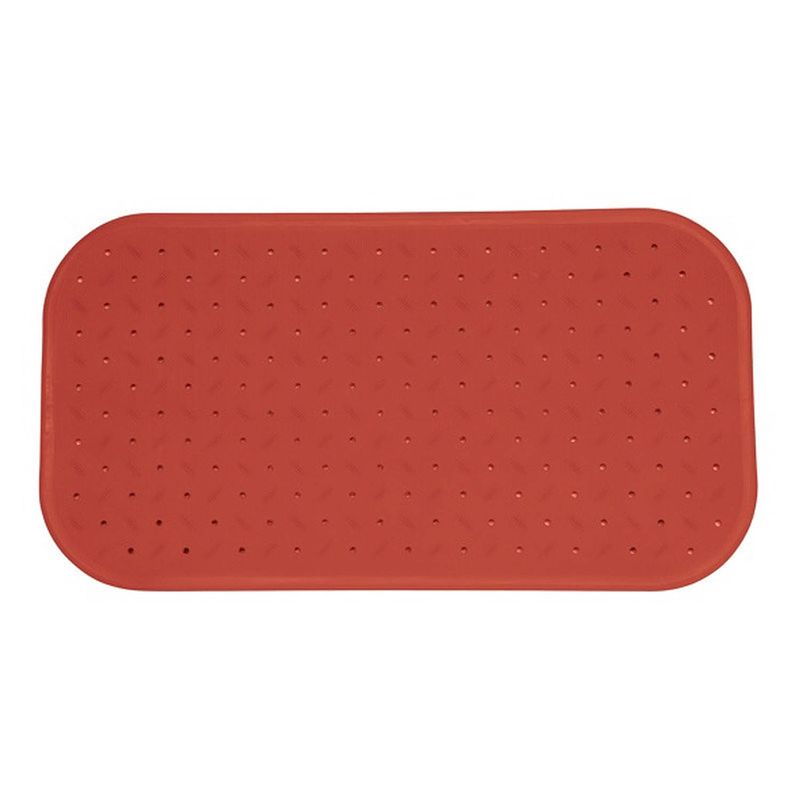 Foto van Msv douche/bad anti-slip mat badkamer - rubber - terracotta - 36 x 97 cm - badmatjes