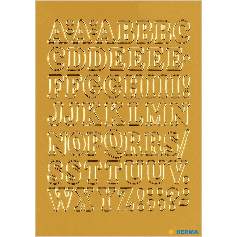 Foto van Stickervellen 54x plak letters alfabet a-z goud/folie 12 mm - stickers