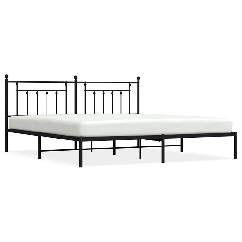 Foto van Vidaxl bedframe met hoofdbord metaal zwart 200x200 cm