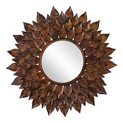 Foto van Womo-design decoratieve wandspiegel bruin, ø 74 cm, gemaakt van glas met metalen frame