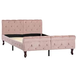 Foto van The living store bedden - klassiek bedframe 226x126.5x74cm - roze fluweel