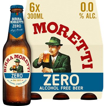 Foto van Birra moretti zero 0.0 bier fles 6x300ml bij jumbo