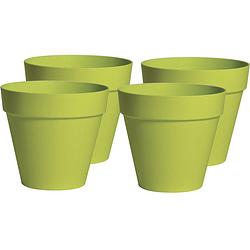 Foto van Mega collections plantenpot/bloempot - 4x - kunststof - lime groen - d20 x h17 cm - plantenpotten