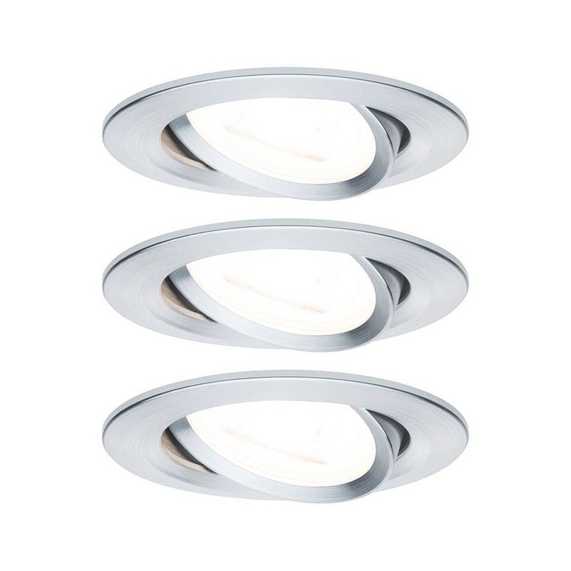 Foto van Paulmann 93433 nova inbouwlamp set van 3 stuks led gu10 19.5 w aluminium (gedraaid)