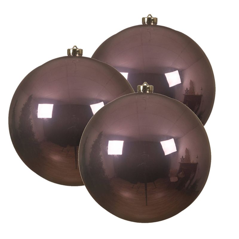 Foto van 3x stuks grote kunststof kerstballen lila paars 14 cm glans - kerstbal