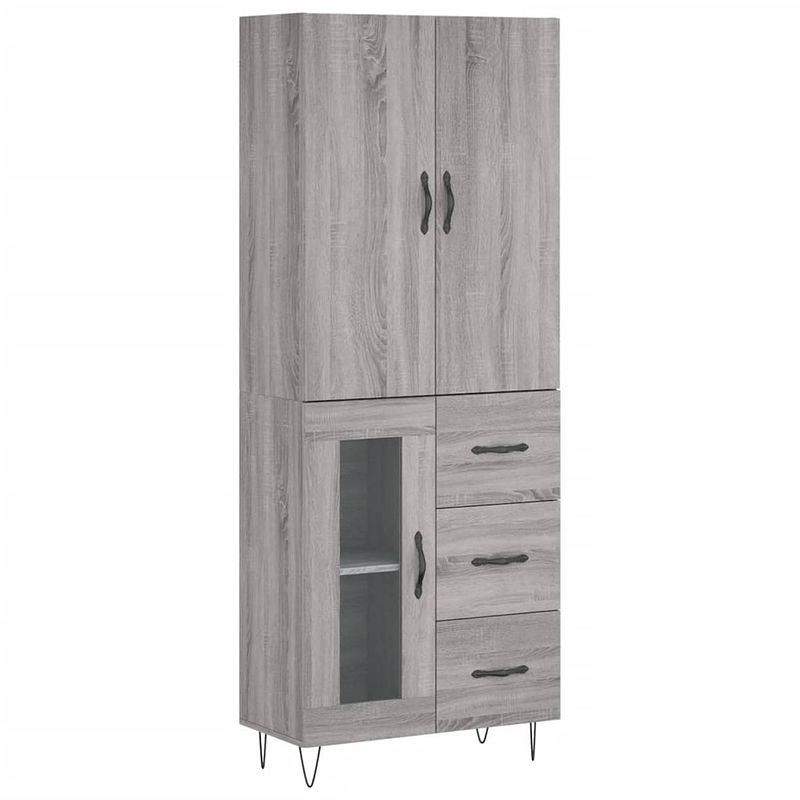 Foto van Vidaxl hoge kast 69,5x34x180 cm bewerkt hout grijs sonoma eikenkleurig