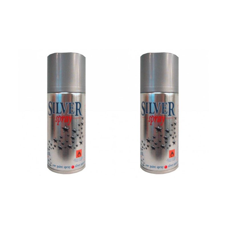 Foto van 2x deco spray zilver 150 ml - feestdecoratievoorwerp