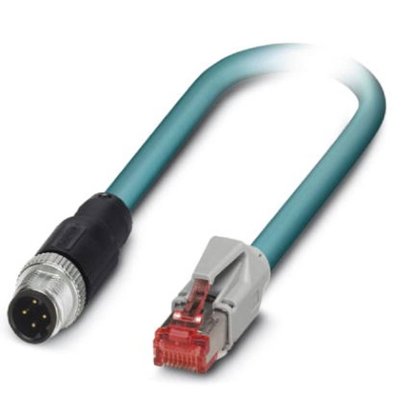 Foto van Phoenix contact 1403497 m12 / rj45 netwerkkabel, patchkabel cat 5, cat 5e sf/utp 0.50 m blauw snagless 1 stuk(s)