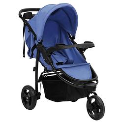 Foto van Vidaxl kinderwagen met 3 wielen staal marineblauw en zwart