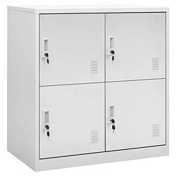 Foto van The living store lockerkast opbergkast - 90 x 45 x 92.5 cm - lichtgrijs - staal