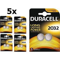 Foto van 10 stuks (5 blister a 2st) duracell cr2032 3v lithium knoopcel batterij
