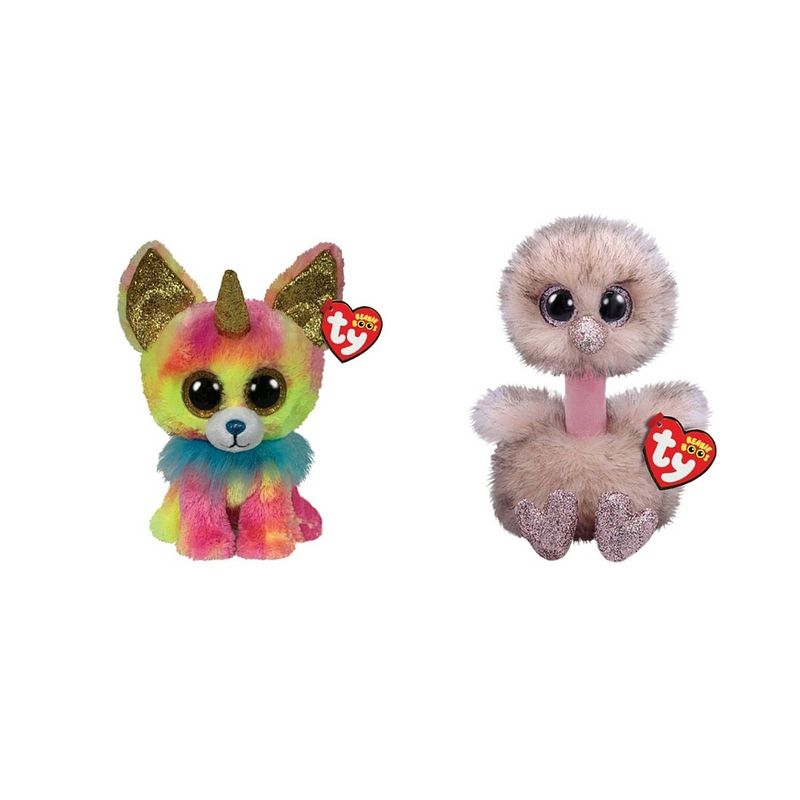 Foto van Ty - knuffel - beanie boo's - yips chihuahua & henna ostrich