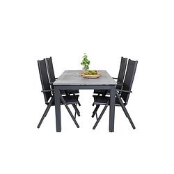 Foto van Albany tuinmeubelset tafel 90x152/210cm en 4 stoel break zwart, grijs.