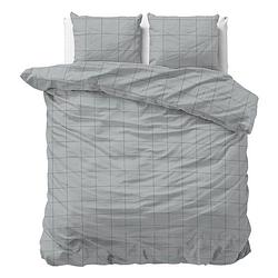 Foto van Dreamhouse bedding deep check dekbedovertrek - 2-persoons (200x200/220 cm + 2 slopen) - katoen satijn - grey