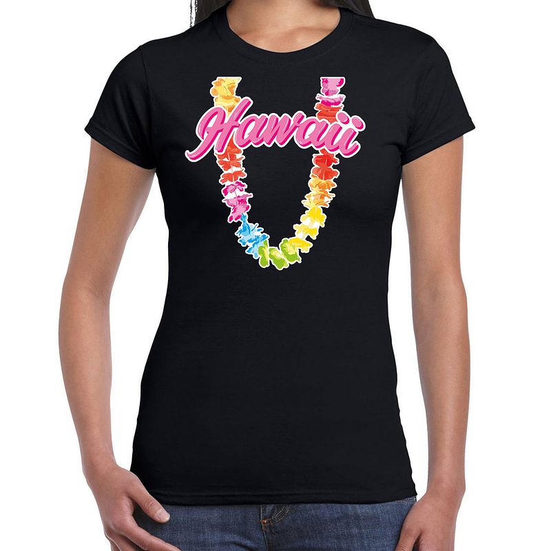 Foto van Hawaii slinger t-shirt zwart voor dames xl - feestshirts