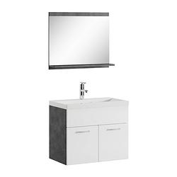 Foto van Badplaats badkamermeubel montreal 02 60cm met spiegel - donker grijs met hoogglans wit