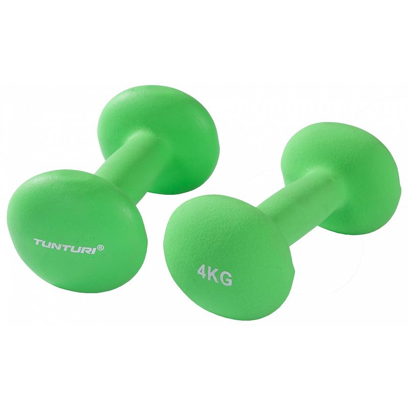 Foto van Tunturi dumbbells neopreen 2 x 4 kg groen