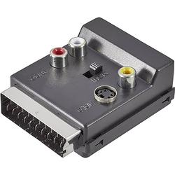 Foto van Speaka professional sp-1300864 scart / cinch / s-video y-adapter [1x scart-stekker - 3x cinch-koppeling, scart-bus, s-video bus] zwart met omschakelaar