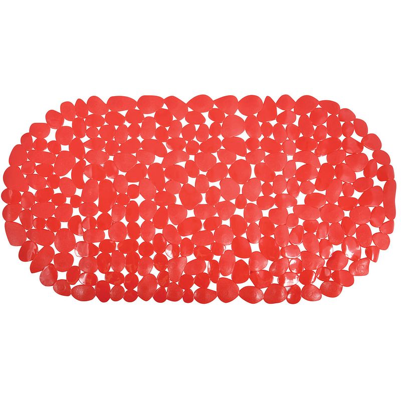 Foto van Msv douche/bad anti-slip mat - badkamer - pvc - rood - 35 x 68 cm - badmatjes