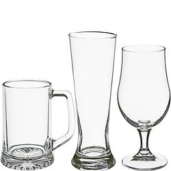 Foto van Bierglazen set - pilsglazen/bierpullen/bierglazen op voet - 12x stuks - glas - bierglazen