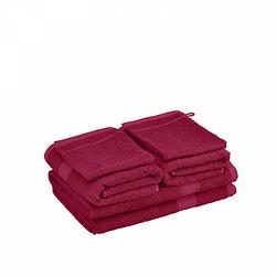 Foto van De witte lietaer helene handdoekenset met washanden beet red, 6 delig