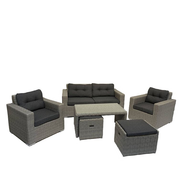 Foto van Mondial living¬æ loungeset garonne blended grey inclusief antraciet kussens levering met topservice