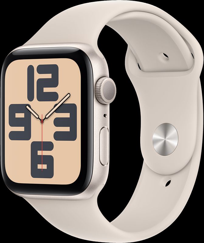 Foto van Apple watch se (2022) 44mm starlight aluminium sportband s/m