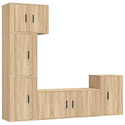 Foto van The living store televisiekastenset - klassiek - wandgemonteerd - sonoma eiken - 57x34.5x40 cm / 100x34.5x40 cm /