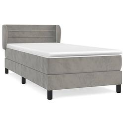 Foto van The living store boxspringbed fluweel - lichtgrijs - 203x93x78/88 cm - pocketvering