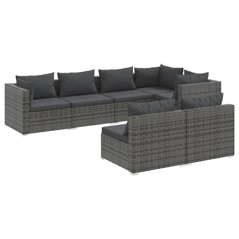 Foto van Vidaxl 7-delige loungeset met kussens poly rattan grijs