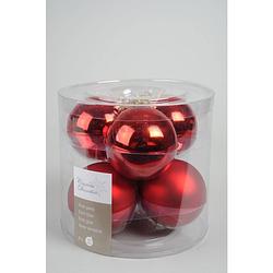 Foto van 4 stuks 6 kerstballen kerstrood glans-mat 80 mm