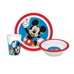 Foto van Disney mickey mouse - kinder ontbijt set - 3-delig - rood/blauw - kunststof - serviessets